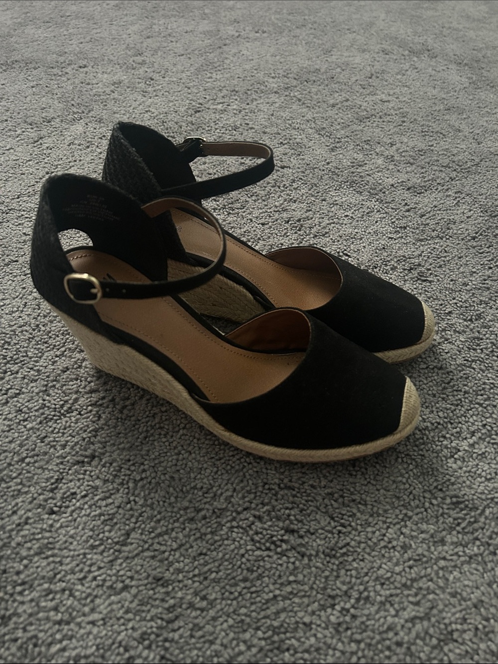 H&M Black Espadrille Wedge Sandals with Ankle Strap
